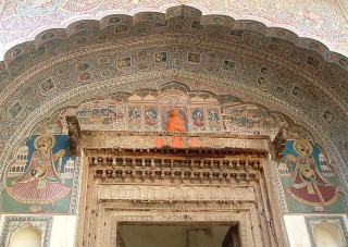 Porta di un Haveli a Mandawa, Rajasthan, India